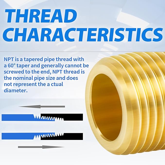 ChillWaves Brass Pipe Fitting, Long Nipple Pipe 3/8" NPT Male x 3/8" NPT Male Thread 4" Length(100MM)(2-PACK)