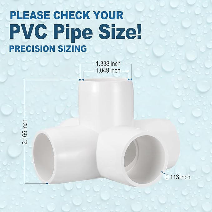2 Pack 3/4" SCH40 PVC Elbow Pipe Fitting, 5-Way PVC Elbow Corner Side Outlet Cross Fitting, Furniture Grade Pipe Connectors for DIY Project, Pond Protection, Socket x Socket, White