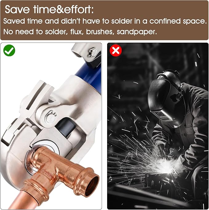 Copper Press Fittings Tee 3/4" Copper Press Tee Fitting, Zero Lead 3/4" x 3/4" x 3/4" Coppers Press Fit Equal Tees for Coppers Tube Connection,OD 7/8”,Use with Hydraulic Press Fitting Tool,6PCS
