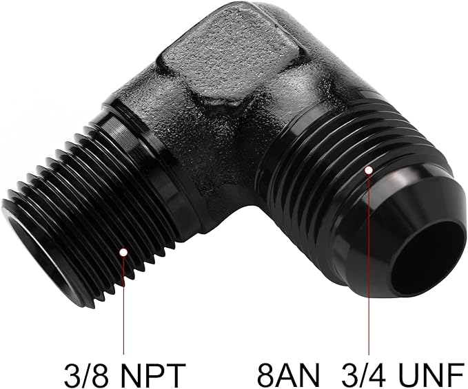 EVIL ENERGY 8AN to 3/8" NPT Male 90 Degree Fitting Adapter Aluminum