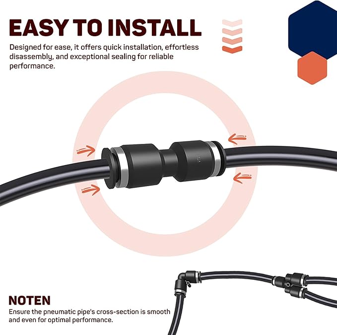 Utah Pneumatic 1/4 Air Line Fittings Straight Push To Connect Air Hose Fittings Quick Connect Pneumatic Fittings 10 Pack
