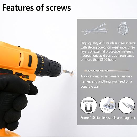 1/4 x 3-1/4" 410 Stainless Steel Hex Head Tapcon Concrete Screw Anchor, for Anchoring to Masonry, Block or Brick (100Pcs/box)