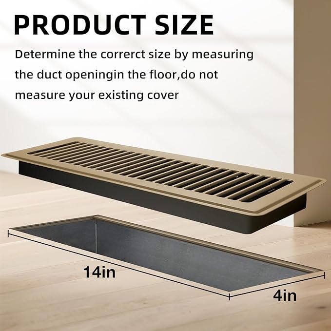 Floor Register 4x14, 6 Pack Floor Vent Covers for Home Floor Heavy Duty Steel Walkable Floor Vents Air Vent Covers for Sidewall and Floor
