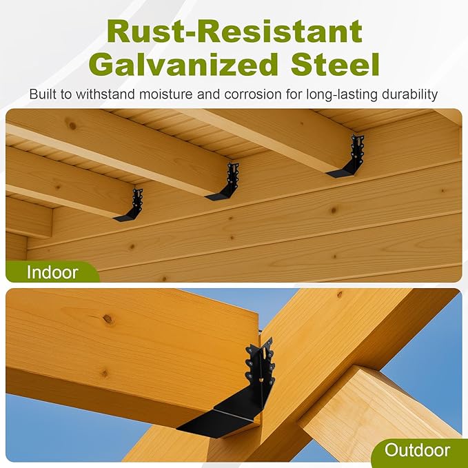25 Pcs 2x8 Joist Hangers for Wood, 20 Gauge Face Mount Joist Hanger with Black Powder Coating, Hurricane Tie Brackets for Deck, Floor, Ceiling, Roofs