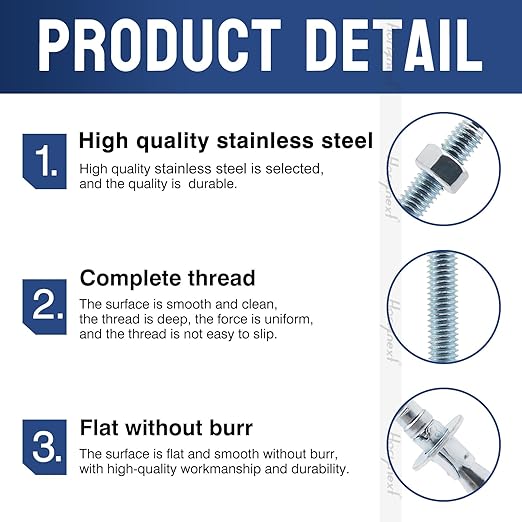 3/8" x 4-1/2" Wedge Anchor, for Cement and Concrete only, zinc-Plated Carbon Steel Screws and lag Bolts （ 30 pcs