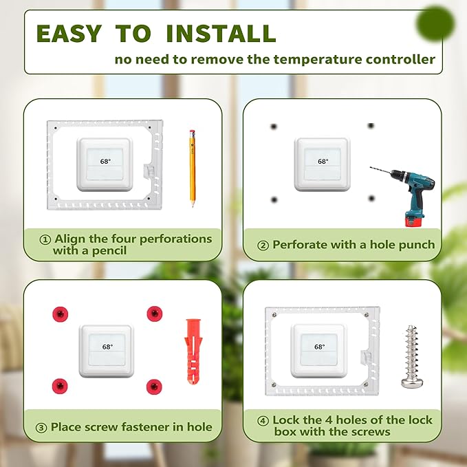 TRJ 2 PCS Thermostat Lock Box with Key, Large Thermostat Cover with Lock for Thermostat on Wall, AC Control Lock Box Cover with Key, Air Conditioner Lockbox Fits Thermostats 5" H x 6.3" W or Smaller