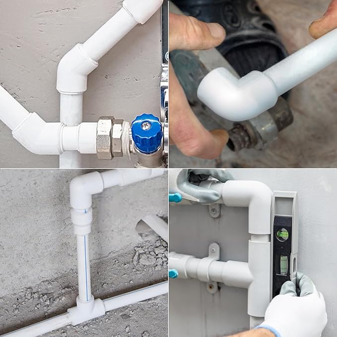 GASHER 5PCS PVC Pipe Fitting 1-1/2" PVC 45 Degree Elbow, Furniture Grade Pipe Socket Fittings, For Home or Industrial