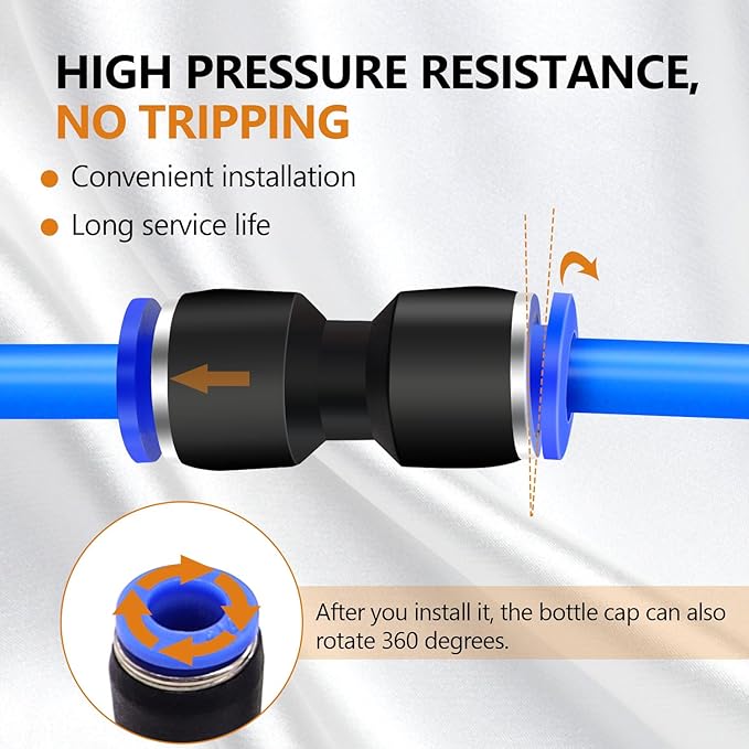 mankk 53PCS Quick Connect Air Hose Fittings Kit 1/8" 1/4" 3/8" 1/2" Push to Connect Fittings Air Line Quick Connect Fitting Quick Release Pneumatic Kit