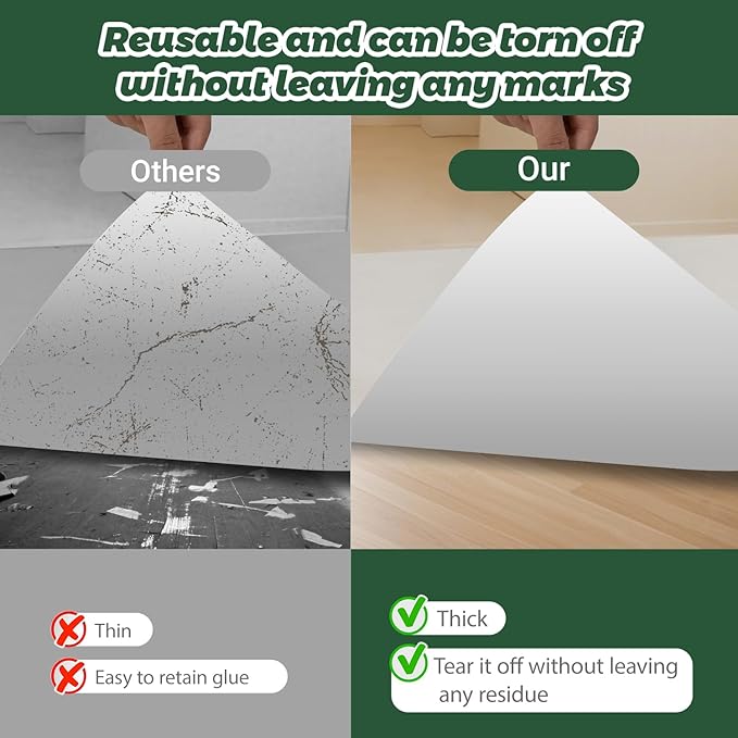 39 in x 100 ft Temporary Floor Protection Reusable Self-Adhesive Floor Covering, Suitable for Decoration, Painting, Hardwood Floor Protection Film (325 Square Feet White)