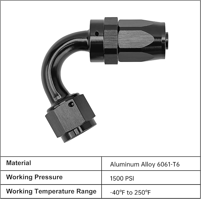EVIL ENERGY 10AN Hose End Fitting 120 Degree Swivel for CPE Braided Fuel Hose Black