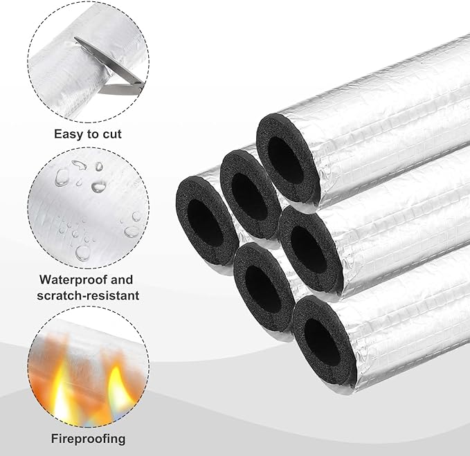 PATIKIL Pipe Insulation Foam Tube, 3.3FT Length Self Adhesive Pipe Freeze Protection Wrap with Aluminum Foil 1"(25MM) ID x 3cm Thickness for Outdoor Winter Irrigation