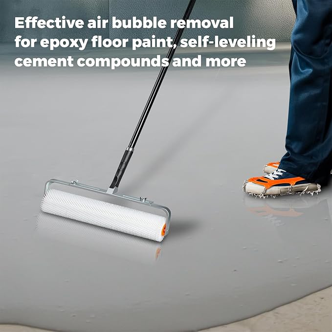 18" Self Leveling Concrete Spiked Roller: 13/20/31mm Spiked Epoxy Floor Roller, Spiked Screeding Compound Roller for Cement Concrete, Bubble Remover from HexDorn (31mm)