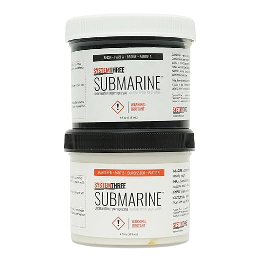 System Three Submarine Underwater Epoxy Paste Adhesive, 8oz Kit