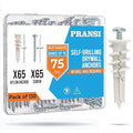 130pcs Drywall Anchors and Screws Kit – #8 x 1-1/4” Self Drilling Anchors – No Pre-Drill Required – Heavy Duty Wall Anchors for Drywall – Holds Up to 75lbs