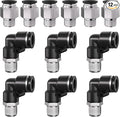 1/4" Tube OD to 1/8" NPT Thread Push to Connect Fittings,Pneumatic Quick Air Hose Fittings,Male Straight + Elbow,PC+PL(12pcs)