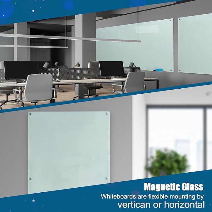 Magnetic Glass Writeboard 72"x48" Premium Tempered Dry Erase Boards Wall Mounted Frameless Whiteboard Bulletin Message Boards (White)