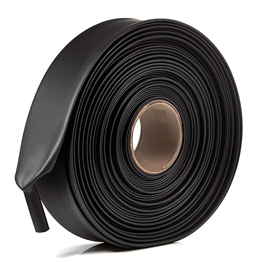 Chanzon 4:1 Ratio 2" (52mm) Heat Shrink Tubing - Marine Grade Waterproof Adhesive Lined - 80Ft Roll (25M Total Length) Black Polyolefin Sleeving Wrap Shrinking 4 to 1 Ratio 1pcs