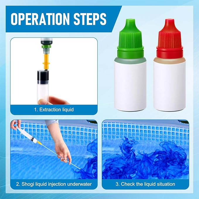 8 Pcs Pool Leak Detection Dye Kit Plastic Syringe with Soft Tubes Pool Leak Location Dye for All Pool, Spa, Hot Tub Types