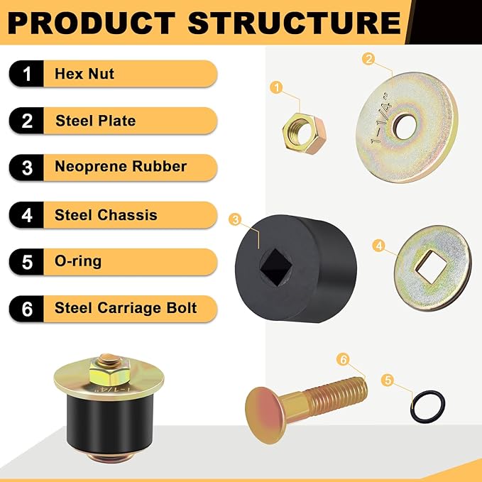 Siptenk 14pcs Freeze Rubber Expansion Plug, 7 Sizes Automotive Rubber Expandable Freeze Plugs Kit 3/4" 7/8" 1" 1-1/8" 1-1/4" 1-3/8" 1-1/2"