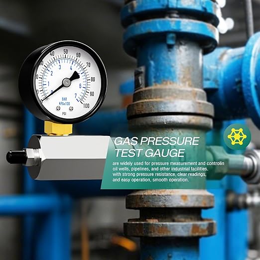 0-100PSI Gas Pressure Test Gauge, 3/4FNPT Connection 2" Dial Size, Chrome Plated Steel Body Assembly, for Measuring The Pressure of Gas Line, Gas Circuit, Air