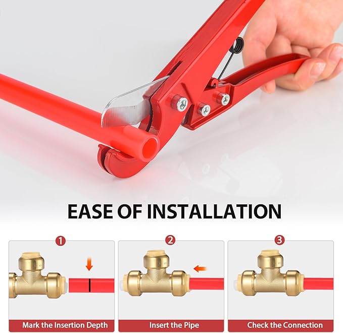 EFIELD Push-Fit Fitting 3/4" Tee to Connect Pex, Copper, CPVC Pipe with a Disconnect Tool Clip,(PF114)
