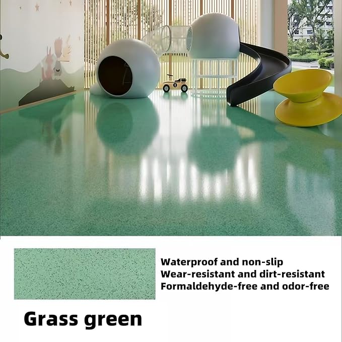 Epoxy Colored Sand Floor Paint, Epoxy Floor Paint High Gloss Marble Effect Coating for Indoor and Outdoor, Wear-resistant and non-slip Self-leveling Coating Green 105OZ(3KG)