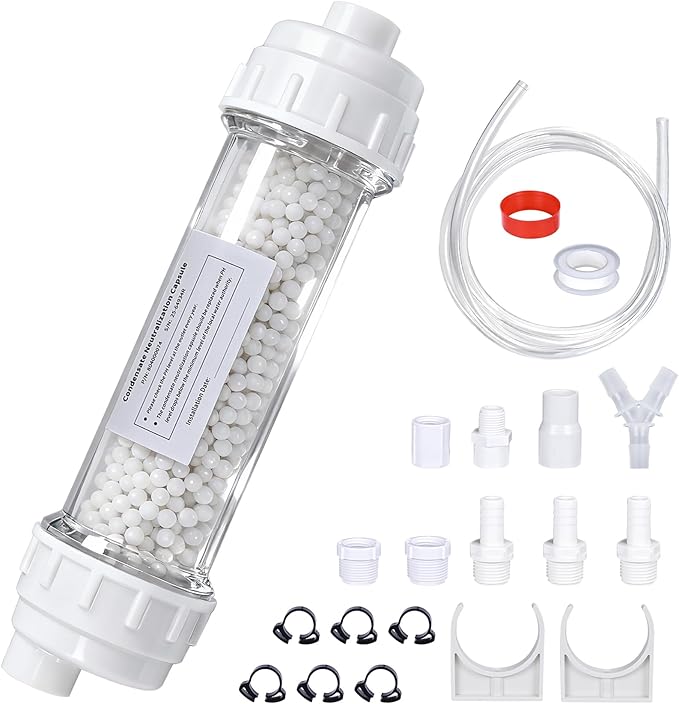Condensate Neutralizer Kit, Compatible with Rinnai Tankless Water Heater, Replacement for Model 804000074 - Acidic Condensate Neutralizer Prevents Pipe Corrosion & Damage