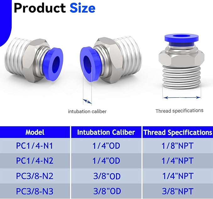 Nickel-plated Iron 1/4"Tube OD x 1/4"NPT 24Packs Quick Release Connectors Elbow and Straight Combination Thread Push to Connect Tube Fittings Kits