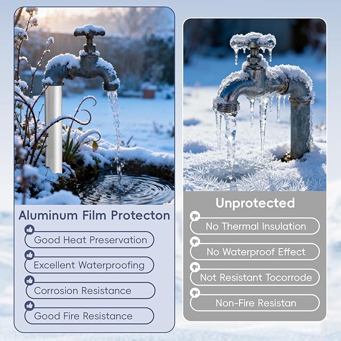 Pipe Insulation Foam Tube Self Adhesive 36 '' L, Outdoor Foam Water Pipe Insulation for Winter Pipe Freeze Protection (10 PC)