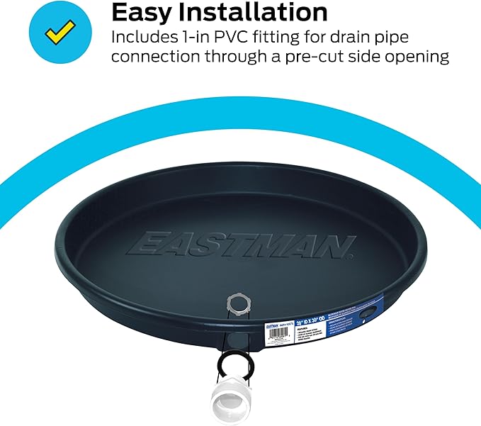 Eastman Water Heater Drain Pan with PVC Fittings, 28 Inch ID x 30 Inch OD Compression, 60078