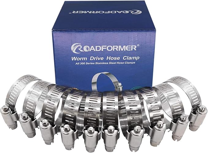 ROADFORMER 2.5" Worm Gear Hose Clamp - SAE 40 Size, Full Stainless Steel with 1/2" Band Width, Working Range 52mm - 76mm Hose Clamps, 10 Pack