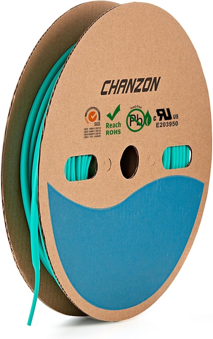 Chanzon 3/16 inch (4.8mm) Waterproof Heat Shrink Tubing Marine 3:1 Ratio with Electronic Dual Wall Adhesive Tubes Glue Inside 4.8G Green 80Ft/25M 1pcs