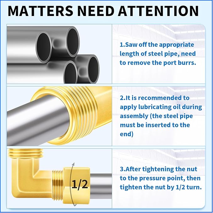 ChillWaves Brass Compression Tube Fitting, 3/8" OD x 1/2" NPT Male 90 Degree Elbow Compression Union Connector(2-PACK)