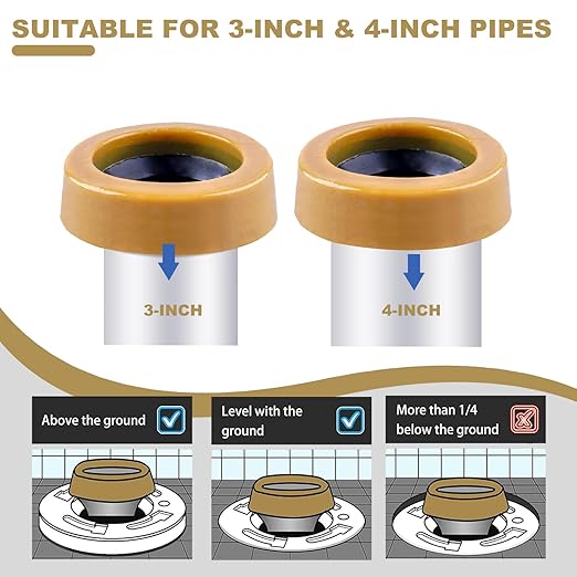 Extra Thick Toilet Wax Ring Replacement Kit, 2 Sets Wax Ring for Toilet For New Install or Re-seat, Universal Wax Ring Kit for Toilet with Flange and Bolts, Fits 3" & 4" Waste Lines, Easy Installation