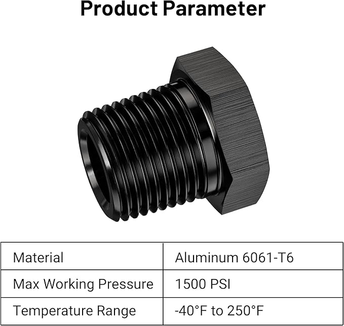 EVIL ENERGY 3/8" NPT Plug Male Hex Head Fitting Adapter Aluminum Black