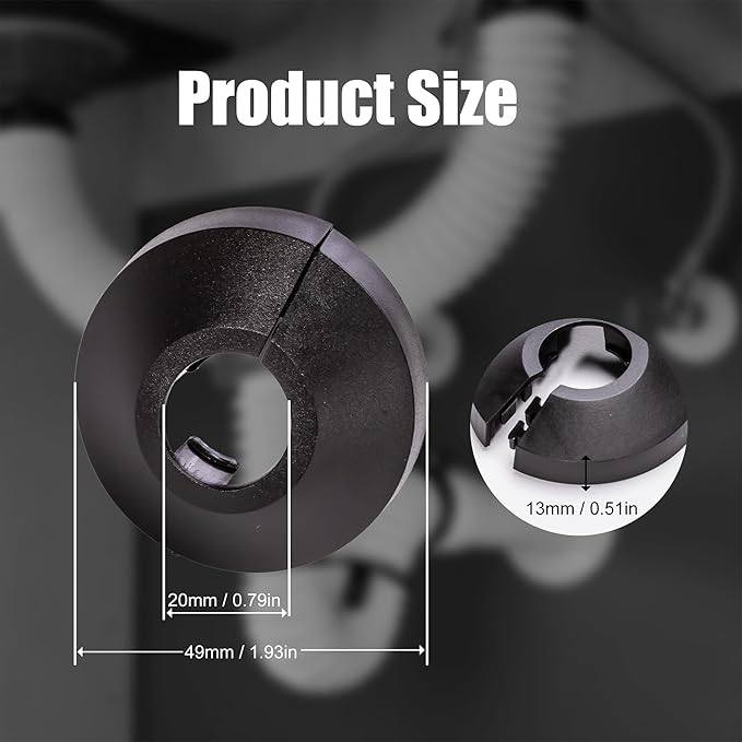 6 Pcs Fit 3/4 Inch Flange Water Pipe Cover Decoration black 20mm(0.79 Inch) Plastic PP escutcheon plate 3/4 inch Cover for Wall Pipe Tube Decoration
