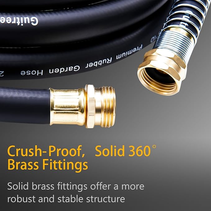 Leader Garden Hose 10ft x 5/8", Heavy Duty Short Water Hose, Female to Female Fittings, Five Layered Braiding for Durability, 1000PSI Burst, 200PSI Working (Black)