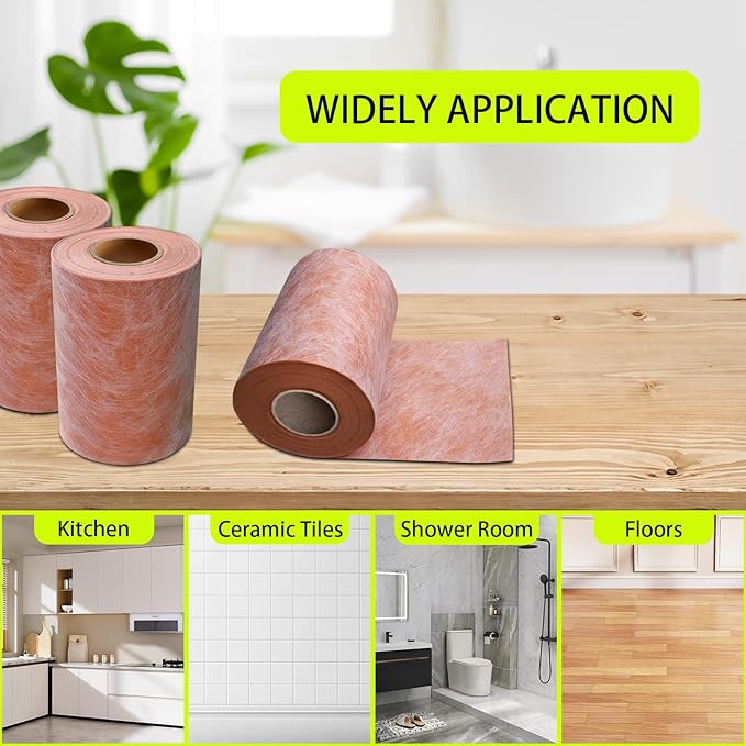 Waterproof Membrane for Shower 9.8inch x 98.3Ft (80.7Sq Ft) 23.6mils Thick Tile Shower Waterproofing Membrane Roll Underlayment Waterproof Wall Panels for Showers Bathroom Sauna Walls and Wet Areas
