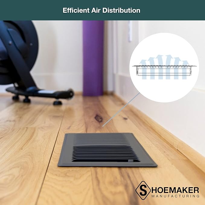 Shoemaker 2x14 Floor Register – Storm Gray Heavy Duty Metal Floor Vent Cover for Home Floors - Premium Forced Air Vent Covers