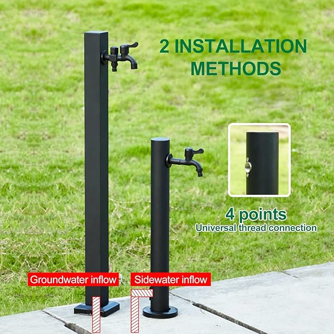 304 Stainless Steel Garden Water Column, Freeze Proof Outdoor Faucet, Yard Hydrant, Outdoor Water Spigot for Backyard, Farm, Lawn(A,95cm/37in)