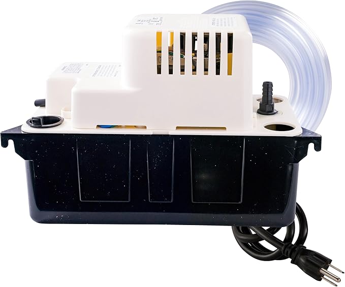 Little Giant VCMA-15ULT 115 Volt, 65 GPH, 1/50 HP Automatic Condensate Removal Pump with Tubing (no safety switch), Black/White, 554411