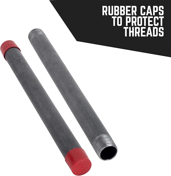 PIPE DECOR 1" x 72" Black Steel Plumbing Pipe, 4-Pack, Pre Cut Connector, Industrial Steel Grey Fits Standard One Inch Threaded Black Pipes Nipples and Fittings, Build Vintage DIY Furniture