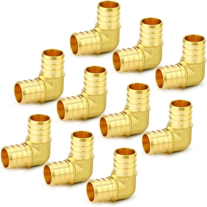 GASHER 10Pcs No Lead Brass 3/4" Pex Elbow Fittings, 3/4 Inch Pex Fittings for Pex Tubing