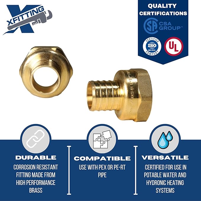 XFITTING 1 inch Pex x 1 inch Female NPT Adapter, 23-4-3=10X, 10 Pieces