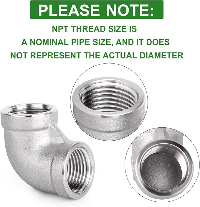 TAISHER 2PCS 304 Stainless Steel 90 Degree elbow,1-1/4" NPT Female Pipe to 1-1/4" NPT Female 304 Stainless Steel Pipe Fitting