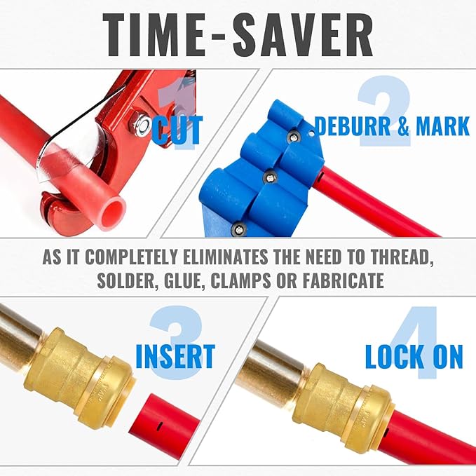 SUNGATOR Pushfit Female Adapter, 1 Inch Push x 1 Inch FNPT Adapter, No Lead Brass Push to Connect Plumbing Fitting to Work with Pex, Copper, CPVC, with 1 Disconnect Clip, Pack of 2