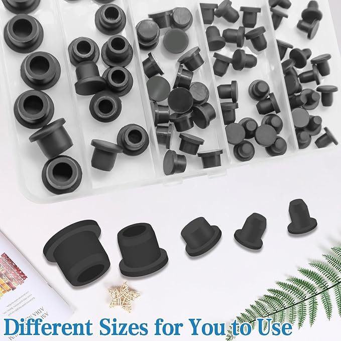 76 Pcs Rubber Stoppers in Five Hole Plug Sizes, Various Sizes of Round Hole Silicone Tool, Rubber Plugs for Round Holes, Silicone Plugs Suitable for Car Wiring Furniture