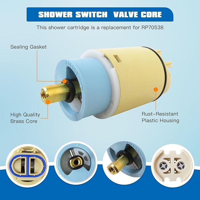 Xspeedonline Single Function Pressure Balance Cartridge Replacement with Check Valve Compatible for Delta, for Peerless Replaces RP70538 RP73625 Compatible for Single Handle Tub Shower Faucets