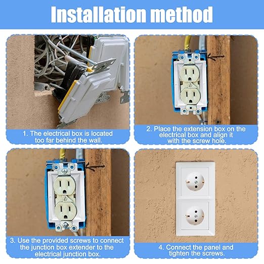 20 PCS BE1-2 Electrical Outlet Box Extenders with 40PCS Screws, (1-Gang) Electrical Power Single Gang Box Extender Electric Box Extender 1 Gang Power Switch Receptacles Accessories