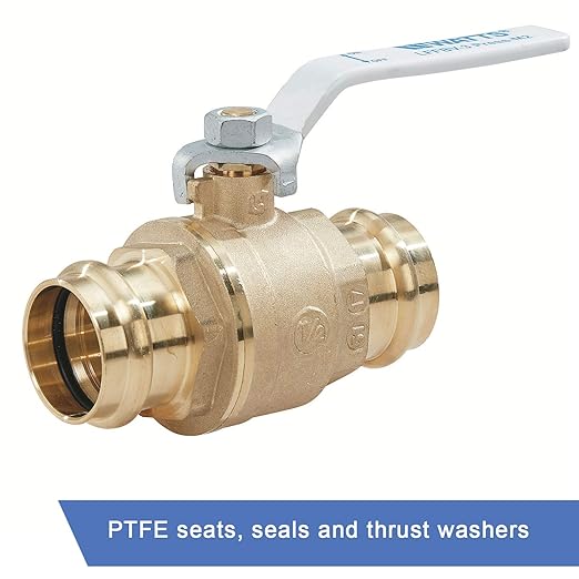 Watts LFFBV-3-PRESS-M2 Series 2-1/2" Lead-Free 2-Piece Full Port Chrome-Plated Brass Ball Valve with Integral Press Fitting End Connections for Types K, L, and M Hard Copper Tubing
